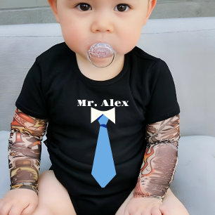 Body Para Bebé Personalizado Blue Tie Baby Bodysuit