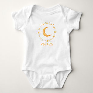 Body Para Bebé Personalizado Boho Acuarela Luna y Estrellas – Lin