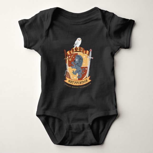 Body Para Bebé Personalizado Brave Gryffindor Escudo (Anverso)