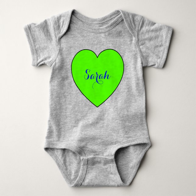 Body Para Bebé Personalizado Corazón Verde con nombre - Amor lind (Anverso)