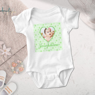 Body Para Bebé Personalizado Cute Green Baby Name Photo