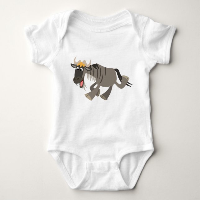Body Para Bebé Personalizado Cute Happy Wildebeest Baby (Anverso)