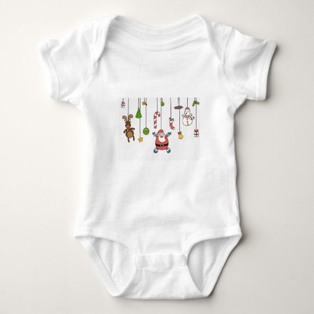 Body Para Bebé Personalizado Cute Santa y amigos Navidades (Anverso)