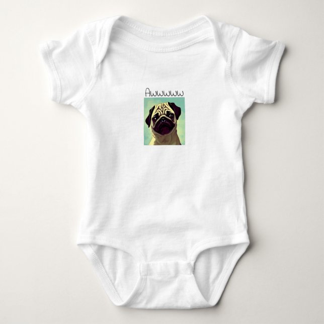 Body Para Bebé Personalizado Cutest Pug Retrato Divertido De Dogg (Anverso)