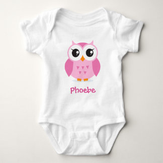 Body Para Bebé Personalizado de animales de búho rosado lindo beb