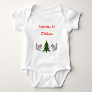 Body Para Bebé Personalizado de ardillas decoradoras de árbol de