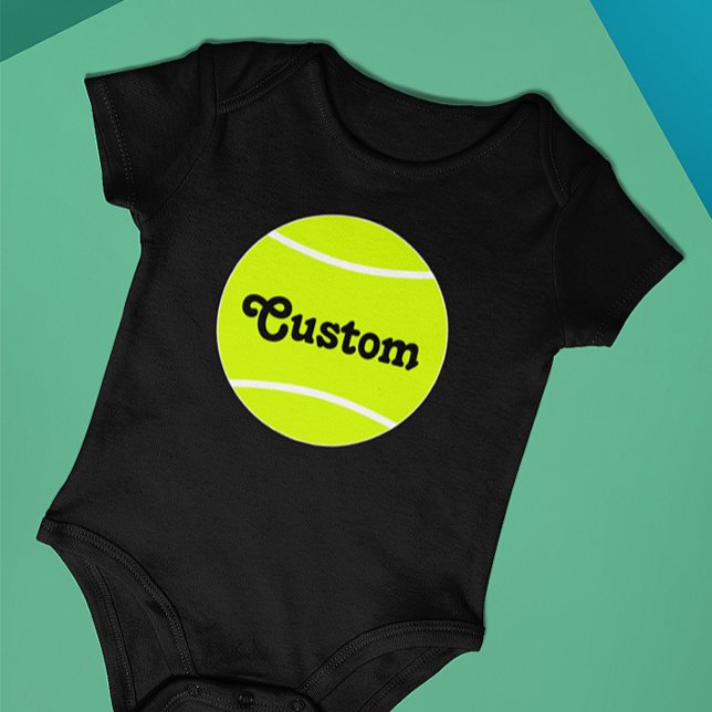 Body Para Bebé Personalizado de bolas de tenis Textos Juego de be (Tennis baby onesie bodysuit with custom team name or text)