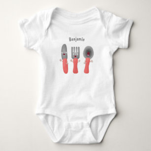 Body Para Bebé Personalizado de cubertería de bifurcación y cucha