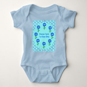 Body Para Bebé Personalizado de cumpleaños azul de Happy Bee Day
