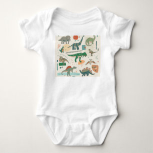 Body Para Bebé Personalizado de dinosaurios: ilustracion vintage.