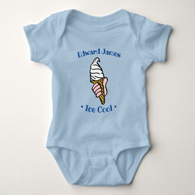 Body Para Bebé Personalizado de diseño de helado para personaliza (Anverso)