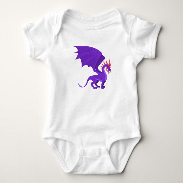 Body Para Bebé Personalizado de dragón morado (Anverso)