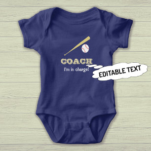 Body Para Bebé Personalizado de entrenador de béisbol divertido d