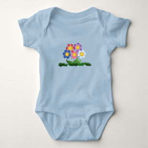 Body Para Bebé Personalizado De Flores Coloridas Dibujando La Her