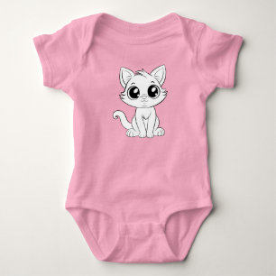 Body Para Bebé Personalizado de gato blanco adorable lindo-30853