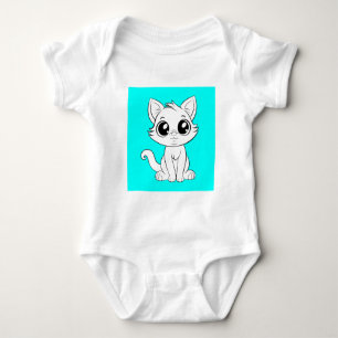 Body Para Bebé Personalizado de gato blanco adorable lindo-30853