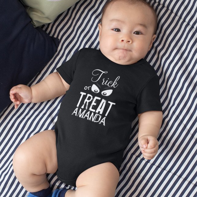 Body Para Bebé Personalizado de Halloween blanco y negro ( Trick or Treat cute baby Bodysuit)