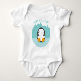 Body Para Bebé Personalizado de invierno cute pingüino, solo text