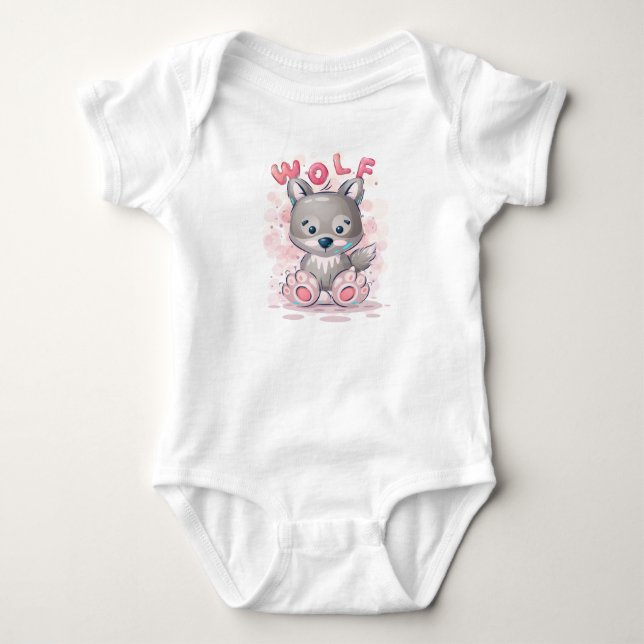 Body Para Bebé Personalizado de lobo dulce (Anverso)