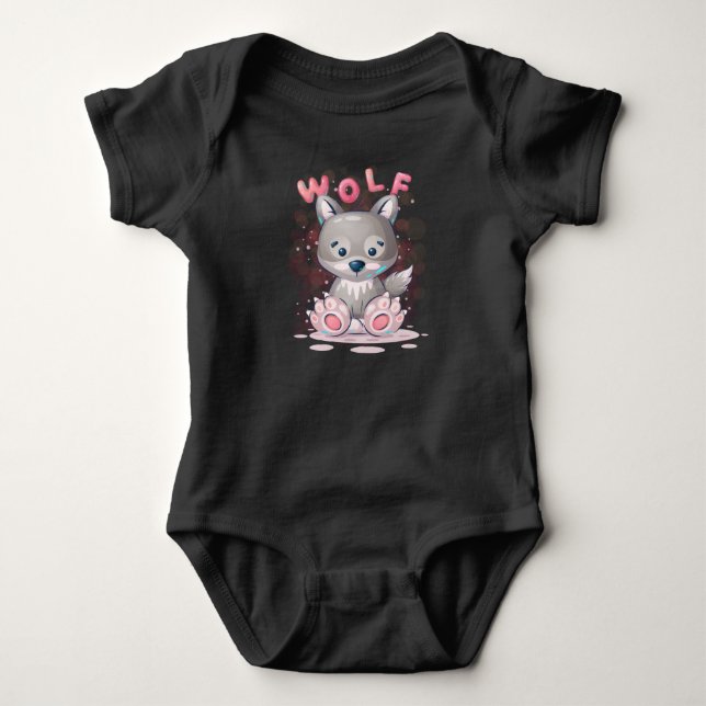 Body Para Bebé Personalizado de lobo dulce (Anverso)