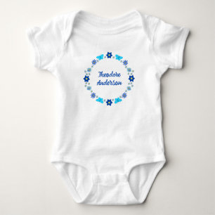 Body Para Bebé Personalizado de mariposas y flores Blue Baby Boy