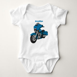 Body Para Bebé Personalizado de moto azul feliz