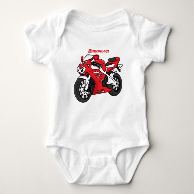 Body Para Bebé Personalizado de motocicleta roja (Anverso)