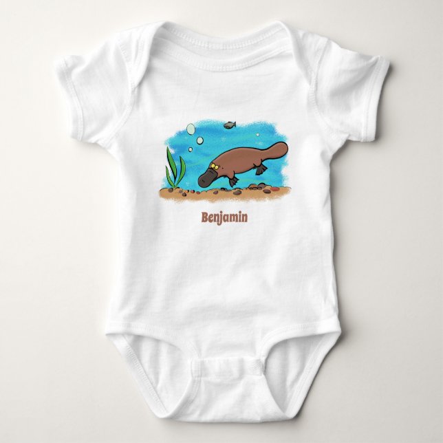 Body Para Bebé Personalizado de natación de Platypus Cute (Anverso)