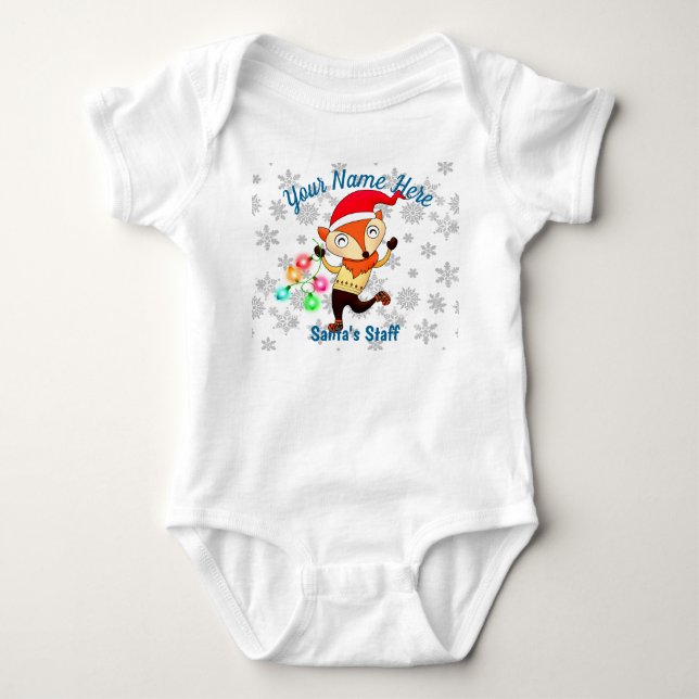 Body Para Bebé Personalizado de Navidades de Fox bailando con un  (Anverso)