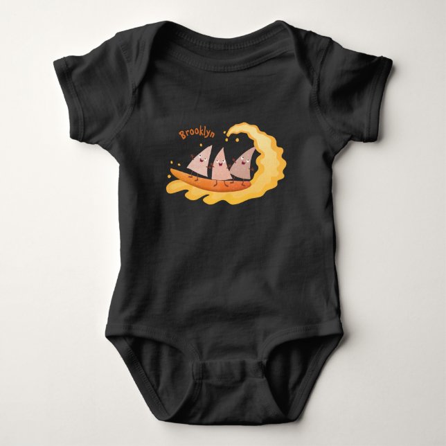 Body Para Bebé Personalizado de surf con chips de maíz de nachos (Anverso)