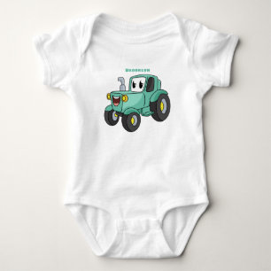 Body Para Bebé Personalizado de tractores verde feliz