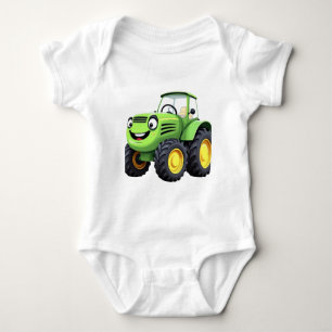 Body Para Bebé Personalizado de tractores verde feliz