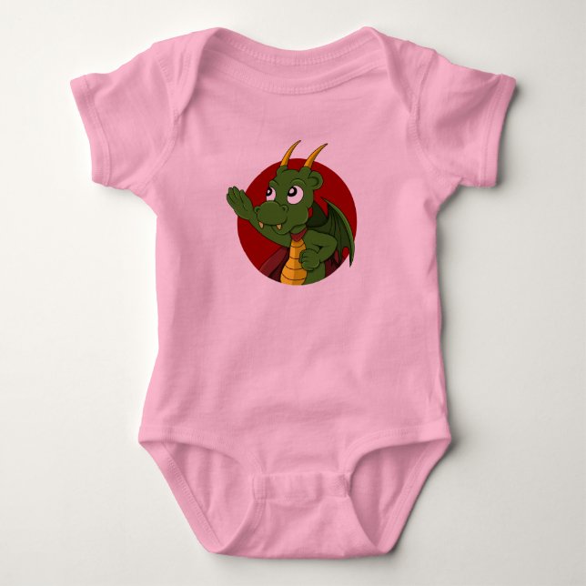 Body Para Bebé Personalizado del dragón verde (Anverso)