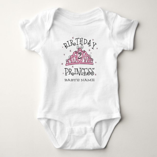Body Para Bebé Personalizado del Segundo Cumpleaños de la Princes (Anverso)