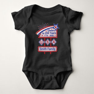 Body Para Bebé Personalizado EE. UU. 250 – Marquee Retro Patrióti