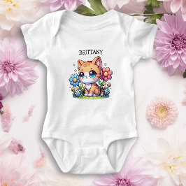 Body Para Bebé Personalizado el gato curado de Naranja Kitty en l