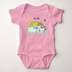 Body Para Bebé Personalizado el unicornio y el arcoiris supercuto