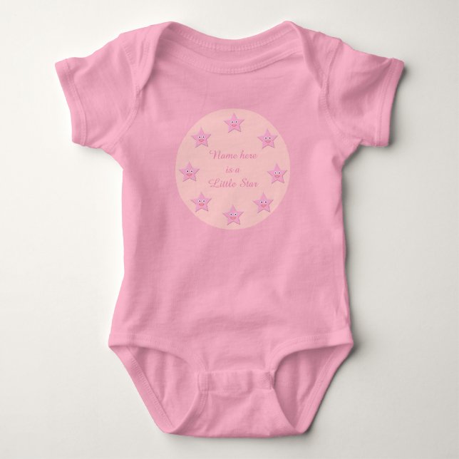 Body Para Bebé Personalizado Estrella Rosa bonito (Anverso)