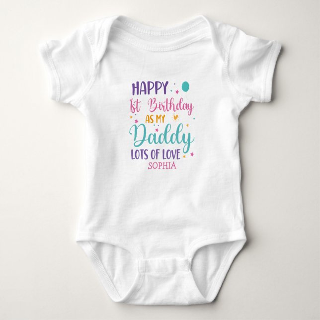 Body Para Bebé Personalizado Feliz Cumpleaños | 1 cumpleaños como (Anverso)