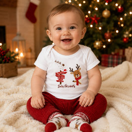 Body Para Bebé Personalizado Feliz Navidad Reno Adorable