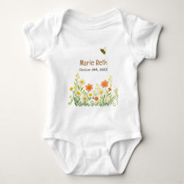 Body Para Bebé Personalizado Floral & Bee Baby Bodysuit