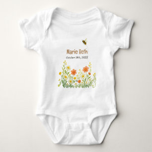 Body Para Bebé Personalizado Floral & Bee Baby Bodysuit