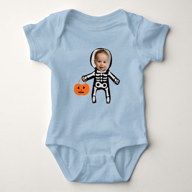 Body Para Bebé Personalizado foto esqueleto truco o tratamiento d (Anverso)