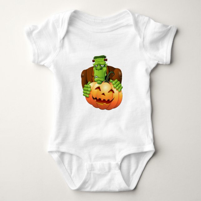 Body Para Bebé Personalizado Frankenstein con Calabaza (Anverso)