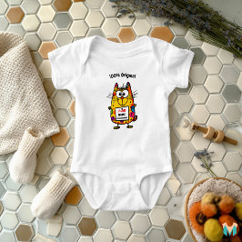 Body Para Bebé Personalizado Guay Cat con nombre y etiqueta de te
