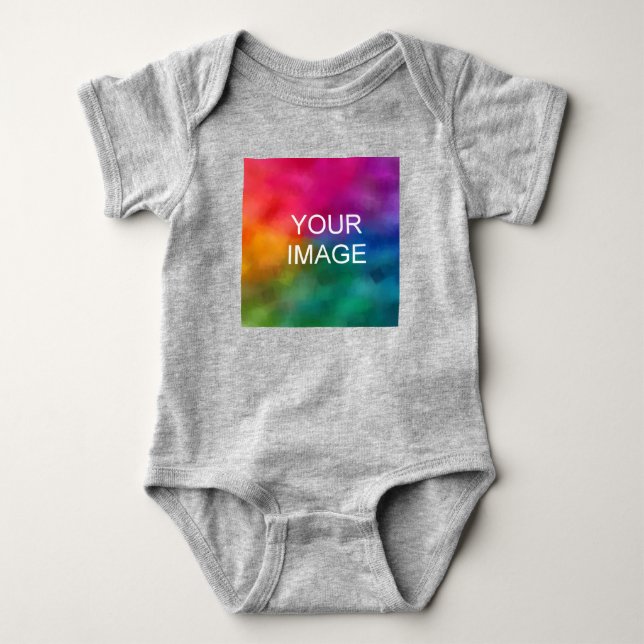 Body Para Bebé Personalizado Heather Gray Añadir texto subir foto (Anverso)