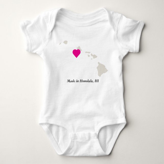Body Para Bebé Personalizado Hecho En Hawaii Estado Love Baby Tee (Anverso)