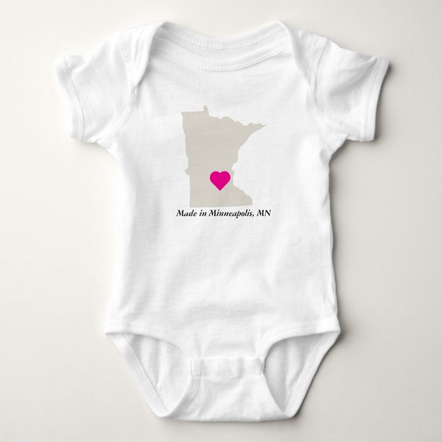 Body Para Bebé Personalizado Hecho En Minnesota Estado Love Baby  (Anverso)