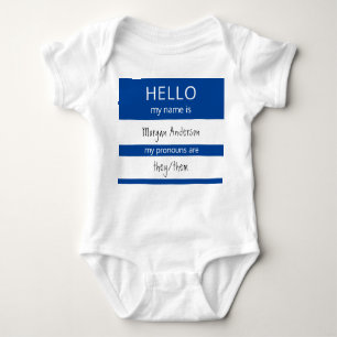 Body Para Bebé Personalizado HELLO Mi Nombre Pronouns Es Badge