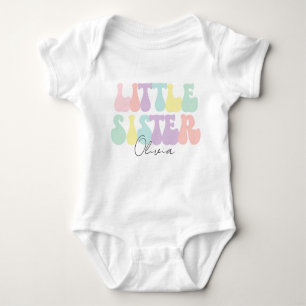 Body Para Bebé Personalizado Hermana Retro Pastel Personalizado